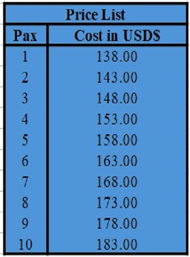 Price List - Layover .Tours in Panama