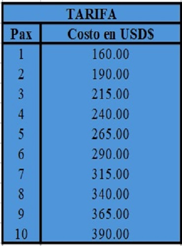 Tarifario - Isla de Los Monos - Tours en Panama