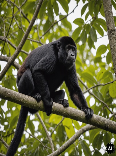 Mono aullador descansando en los árboles de la Isla de los Monos, Ciudad de Panamá.